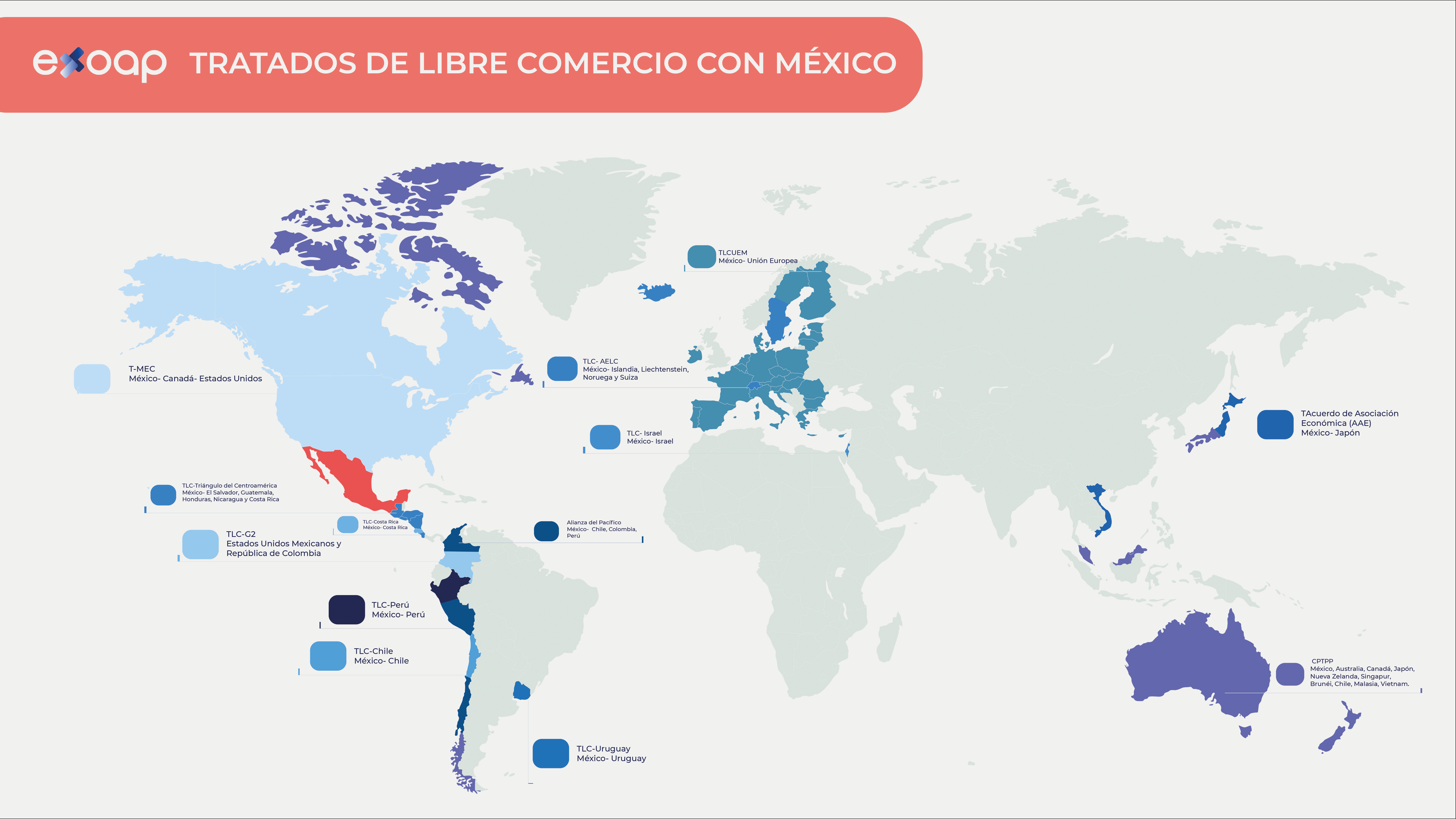 Mapa Del Tratado De Libre Comercio