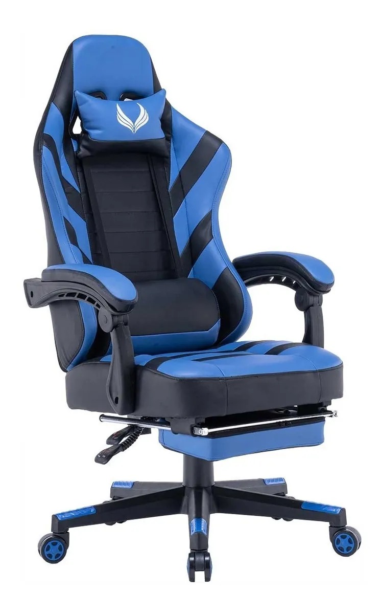 Silla Gamer Gaming Juegos Azul LK2367 Oficina Descansapies Venom