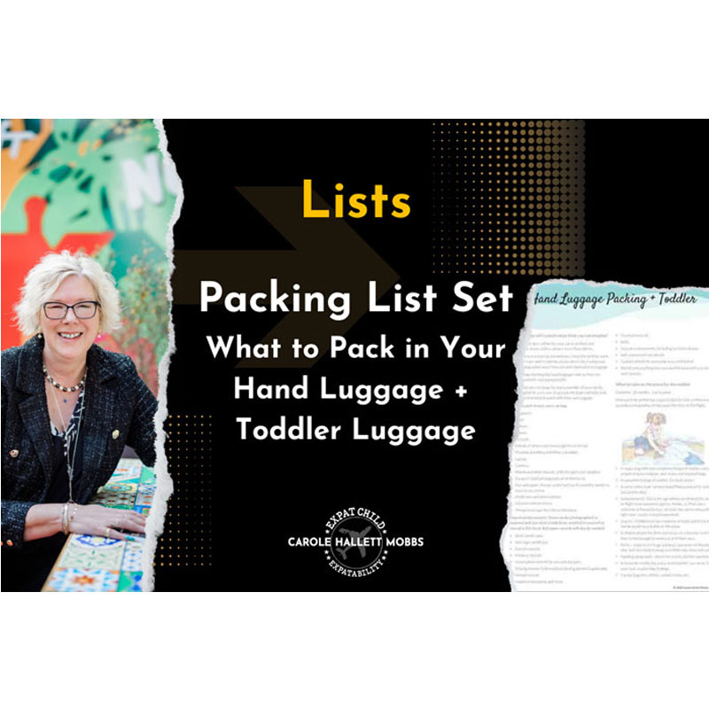 Hand luggage list plus toddler items