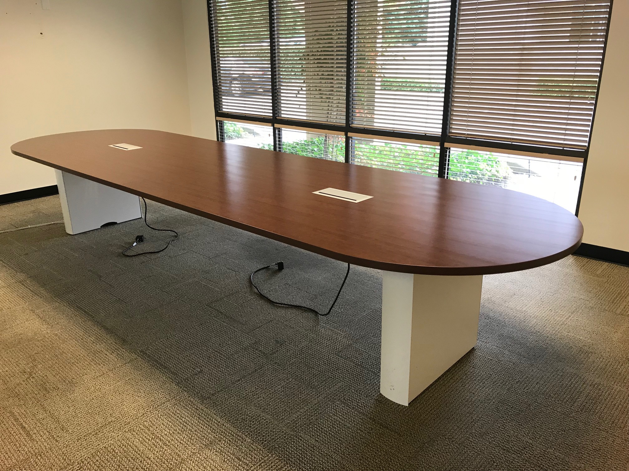 HON, Espresso Laminate Conference table with power module and white