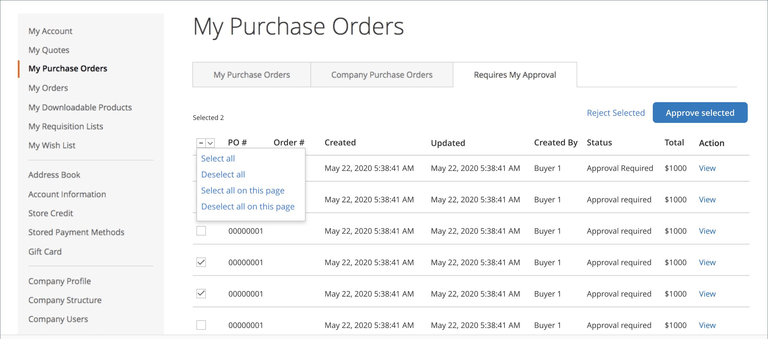 Purchase orders for companies Adobe Commerce