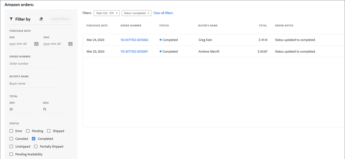 View Amazon orders Adobe Commerce
