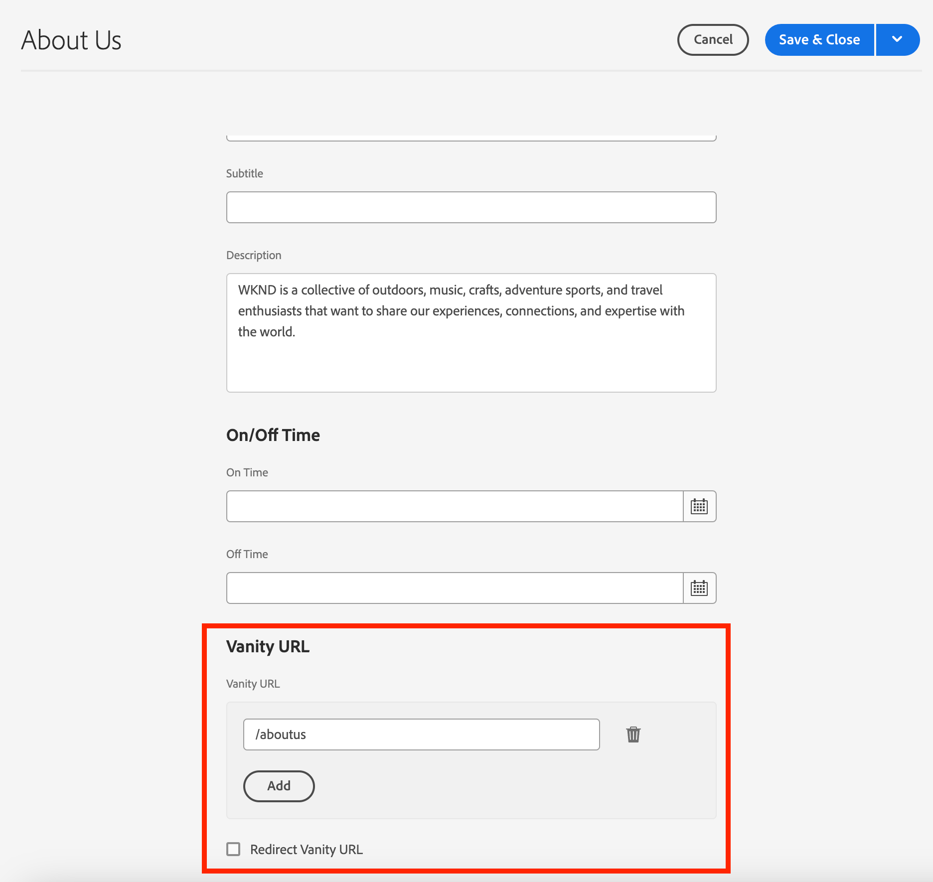 AEM Dispatcher vanity URLs feature Adobe Experience Manager
