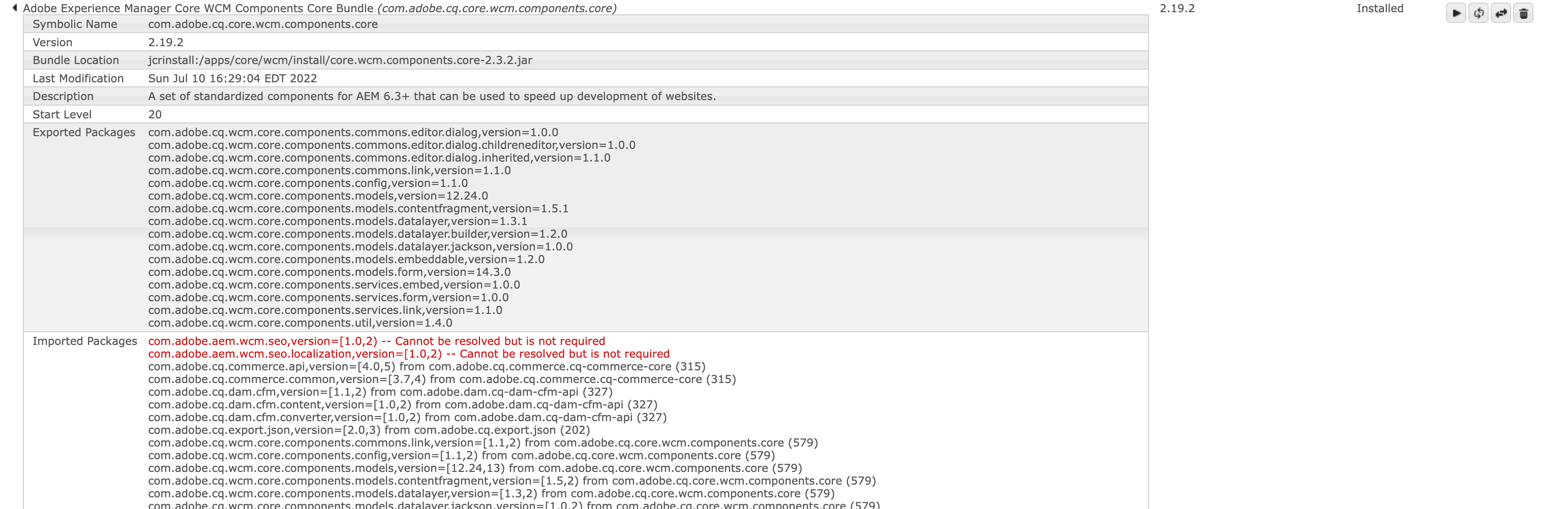 Solved AEM 6.5.0 Bundles Installed but not Active, WKND... Adobe