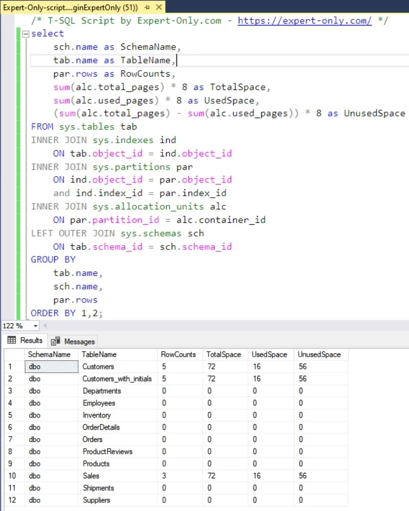 How to Get the Size of all Tables in SQL Server ? TSQL
