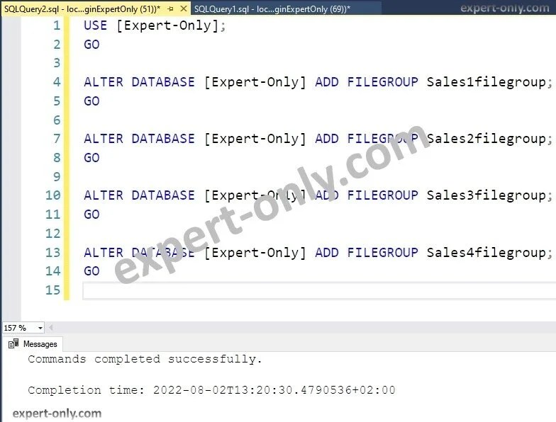 Create a SQL Server partition TSQL