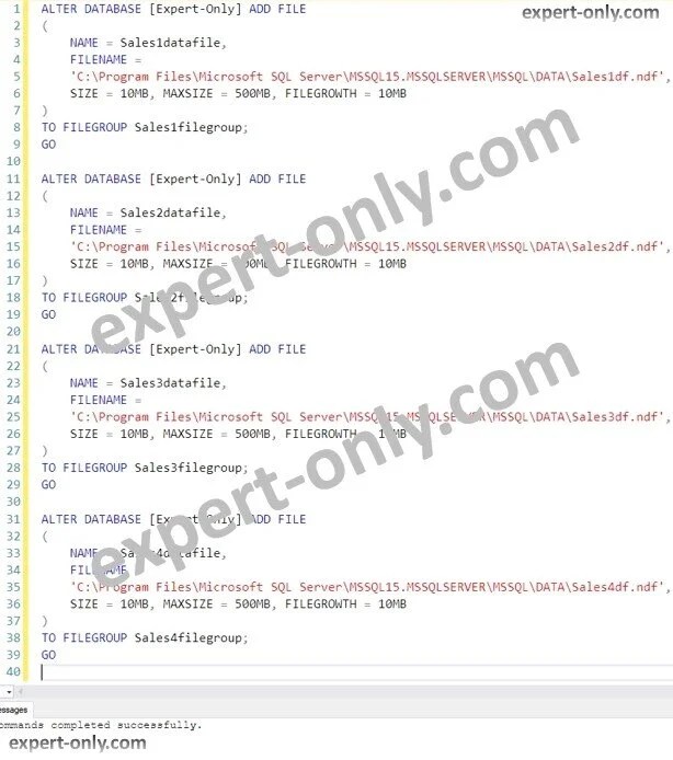 Create a SQL Server partition TSQL