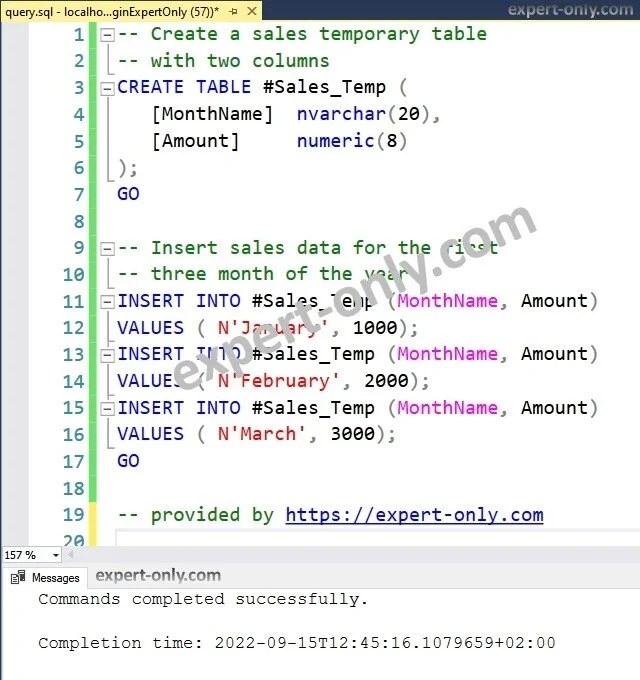 Manage SQL Server temporary tables SQL objects TSQL