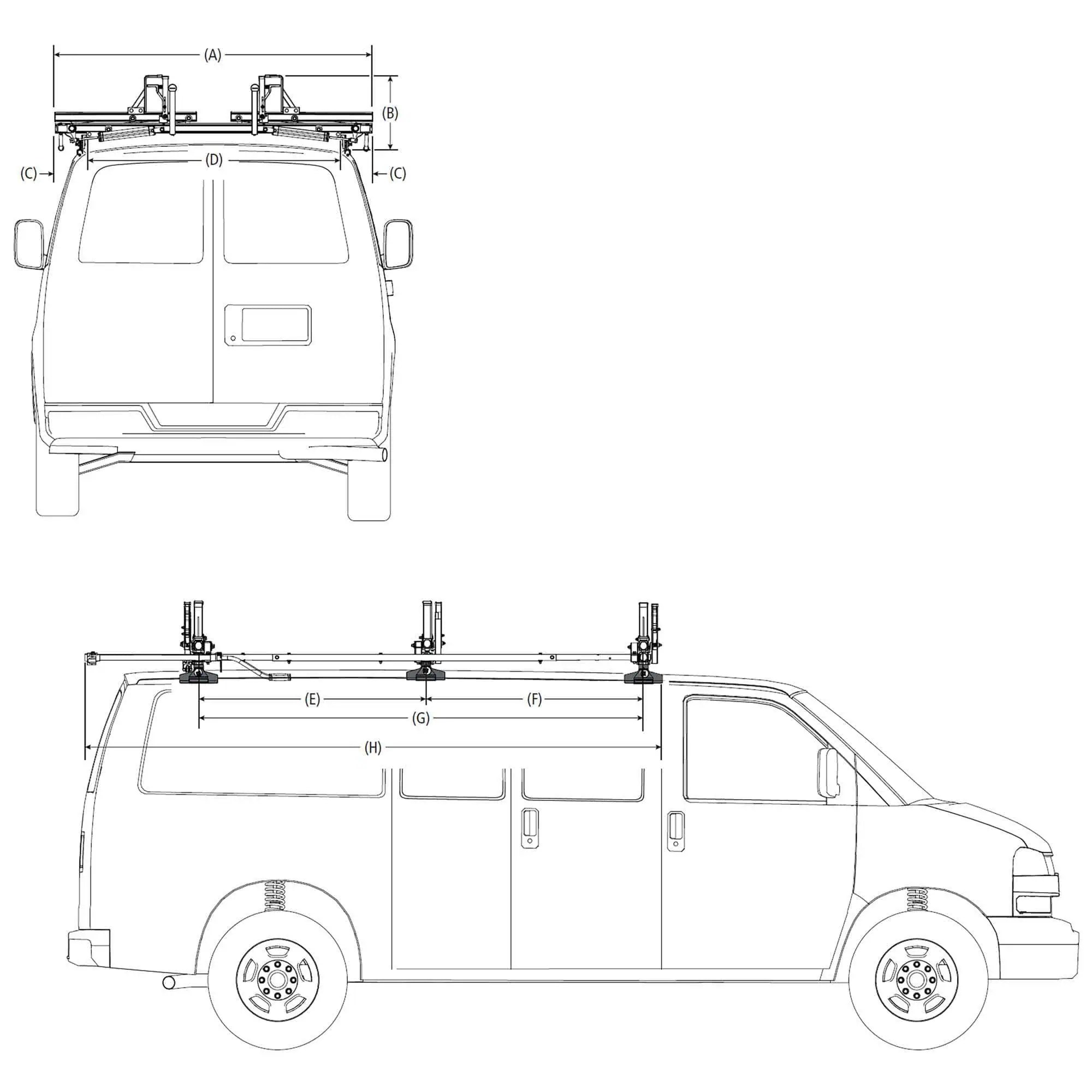ErgoRack Double Side Drop Down Ladder Rack Chevy Express & GMC Savana
