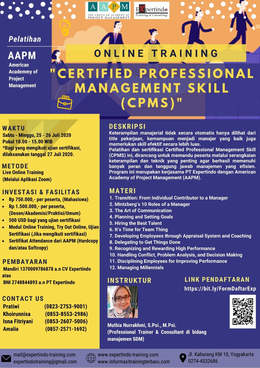 Live Online Training Certified Professional Management Skill