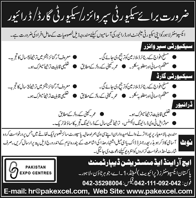 Lahore Expo Center Jobs
