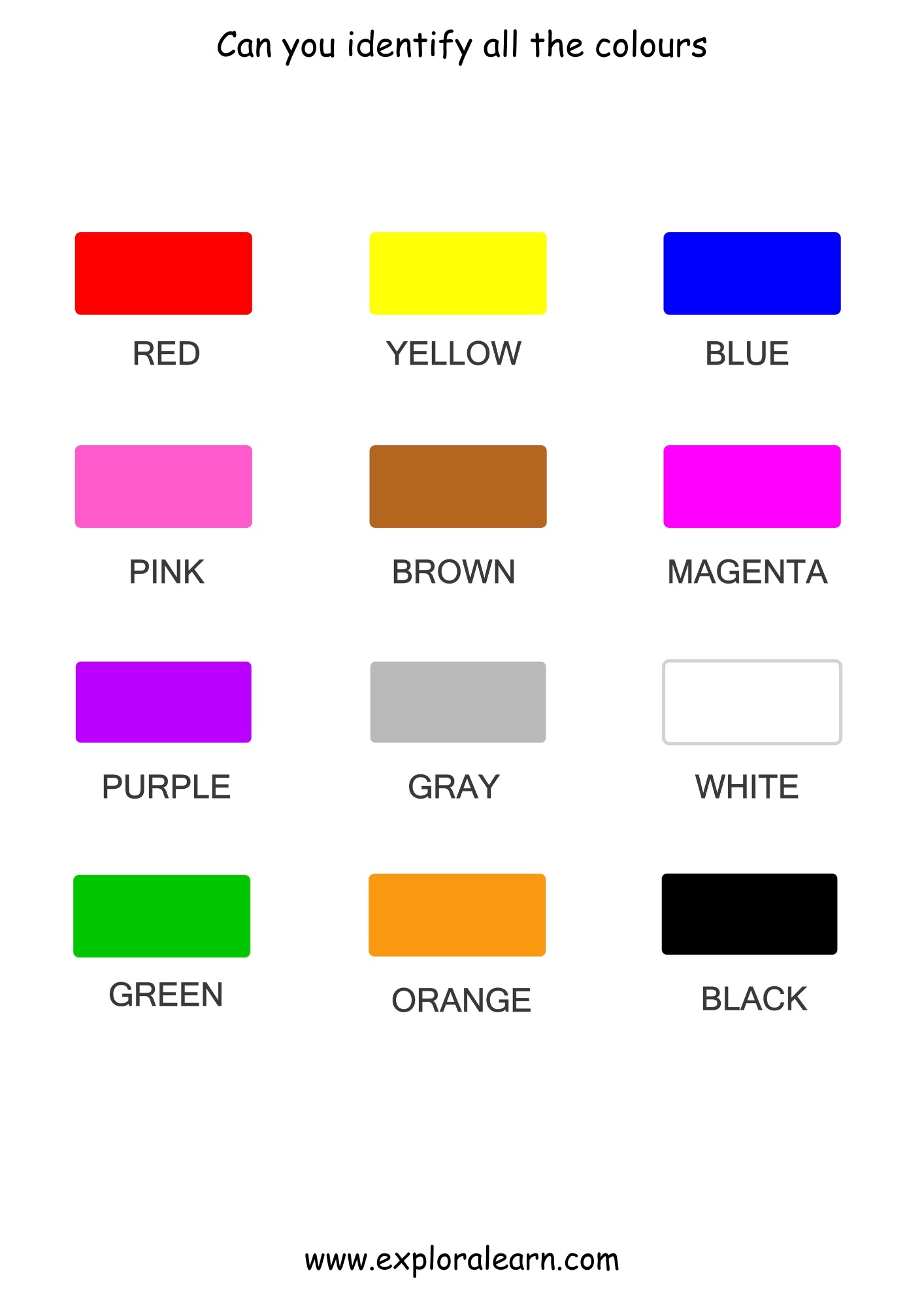 Colour Identification Worksheets for Preschool and Kindergarten 2 to 6