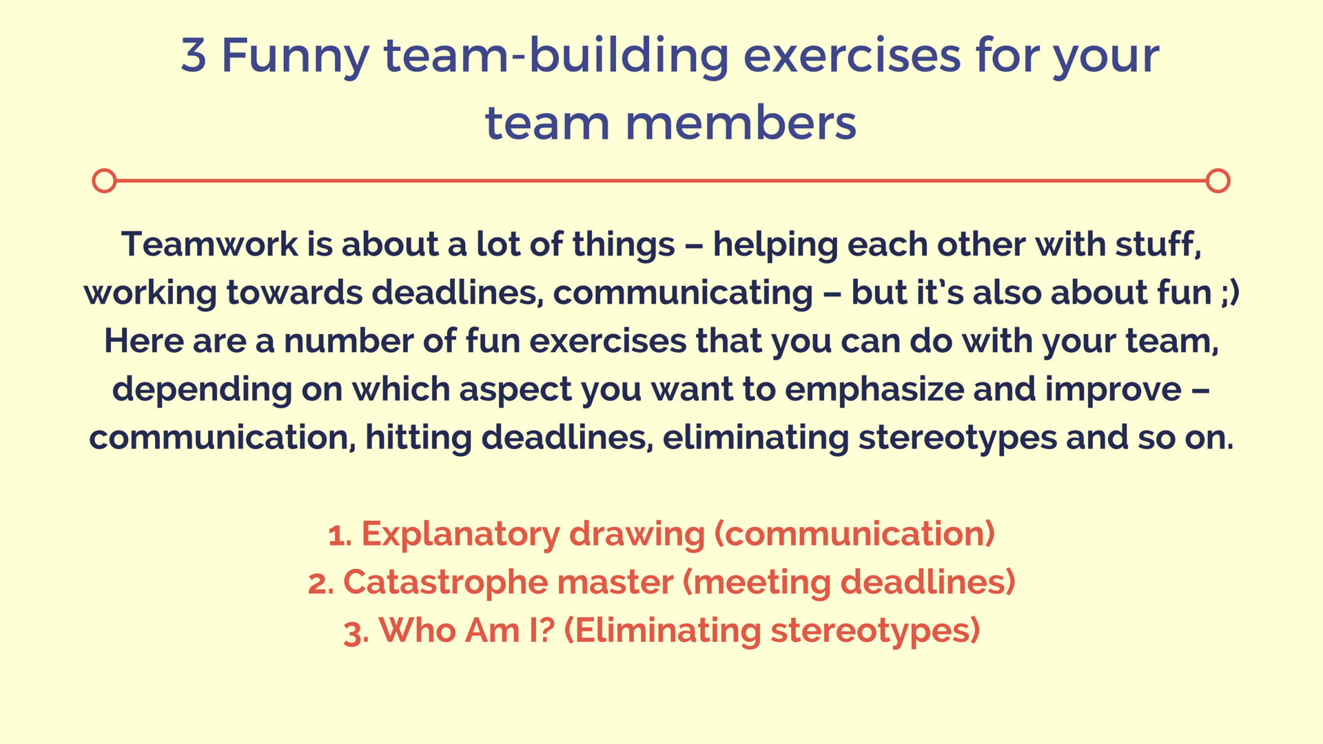 3 Funny teambuilding exercises for your team members
