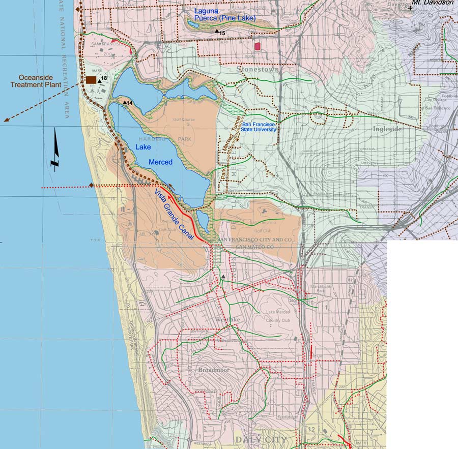 Map Of Lake Merced San Francisco Lake Merced Watershed