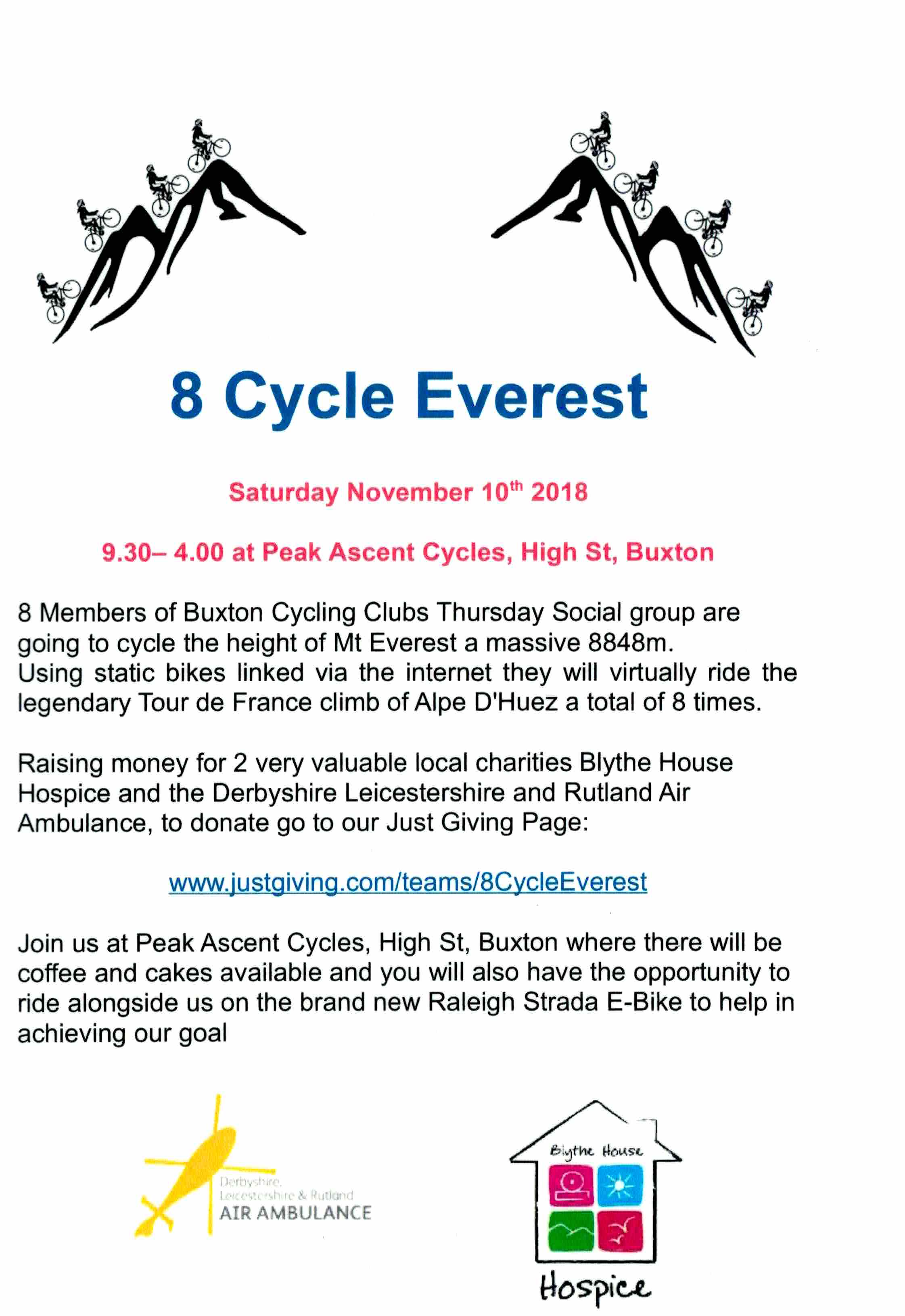 8 Cycle Everest Peak Ascent Cycles in Buxton host charity event