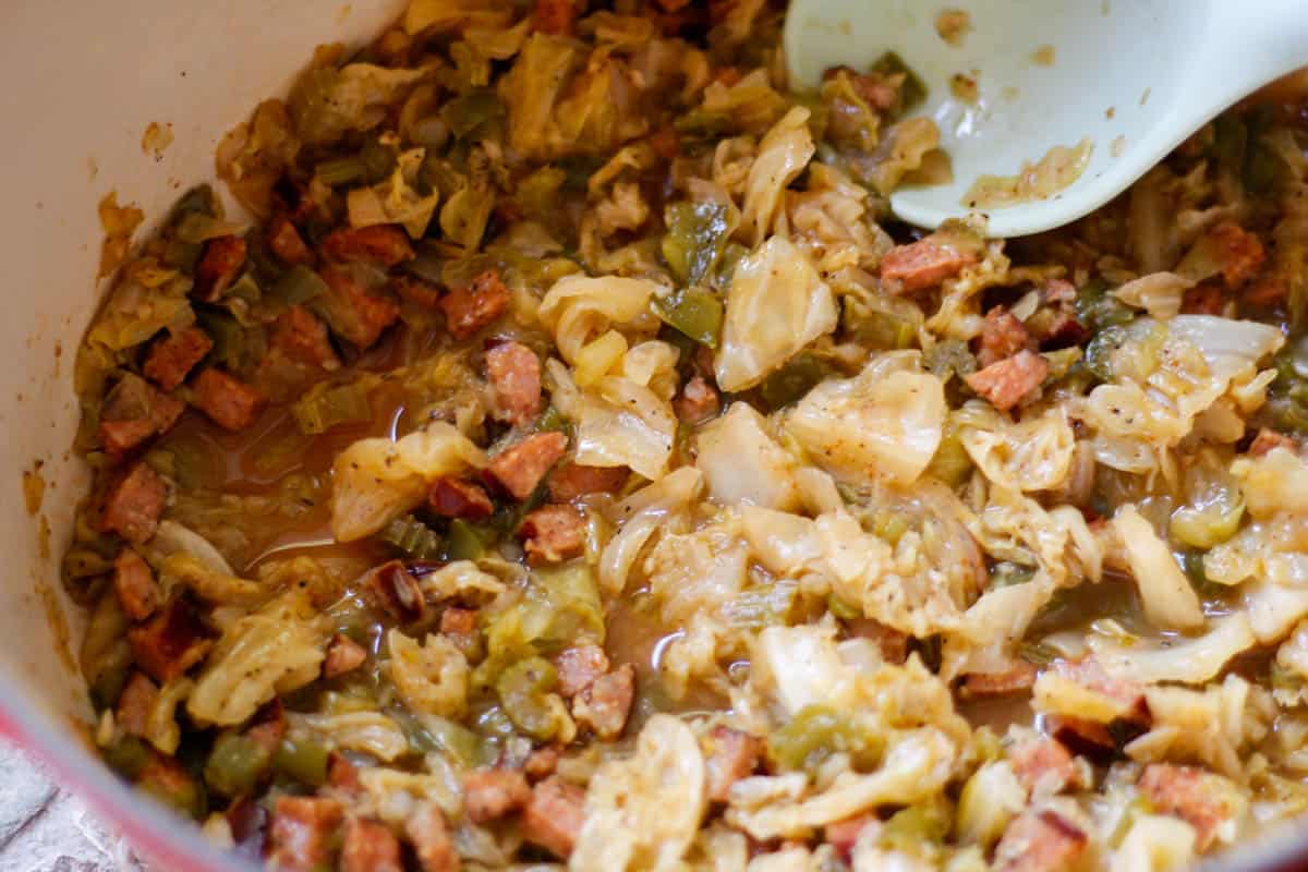 Cajun Smothered Cabbage Recipe With Andouille Sausage Explore Cook Eat