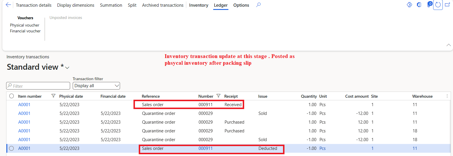 [Return to customer] Disposition code for sales return order in