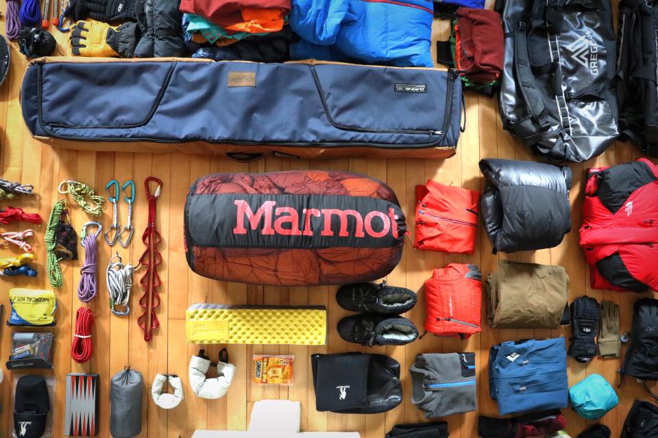 Incredible Layout of All The Gear You Need to Splitboard Denali