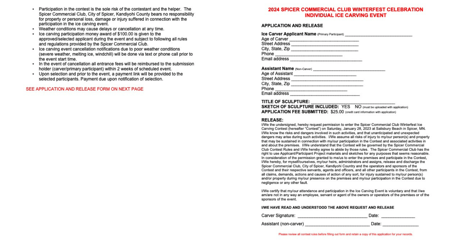 WinterFest Ice Carving Event Spicer, MN