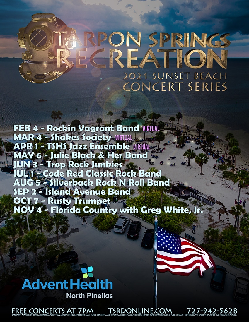 sunset beach summer concerts 2023 Sunset Beach Concert Series - Explore Tarpon Springs