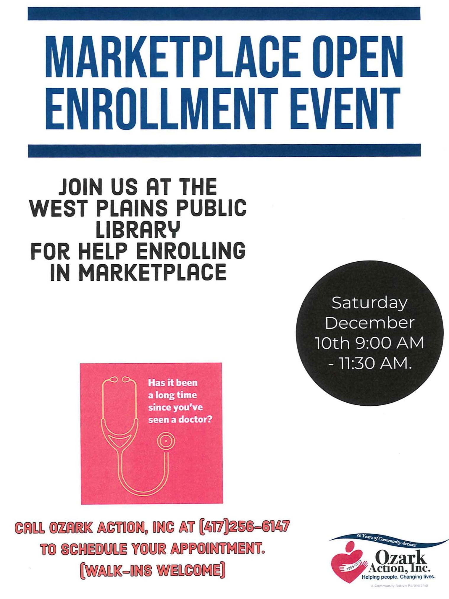 Healthcare Marketplace Open Enrollment Event by Ozark Action Explore