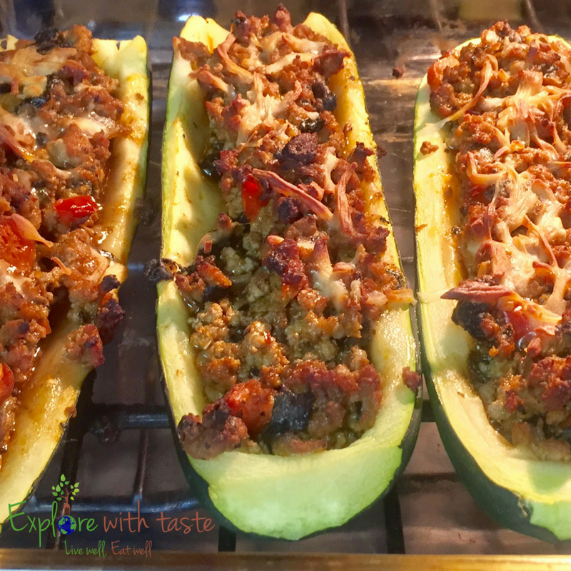 Stuffed zucchini boats with ground turkey & vegetables Explore with taste