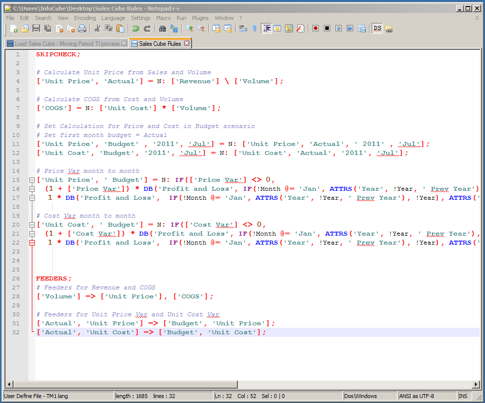 Notepad++ for TM1 Rules & TI Download Updated! Exploring TM1