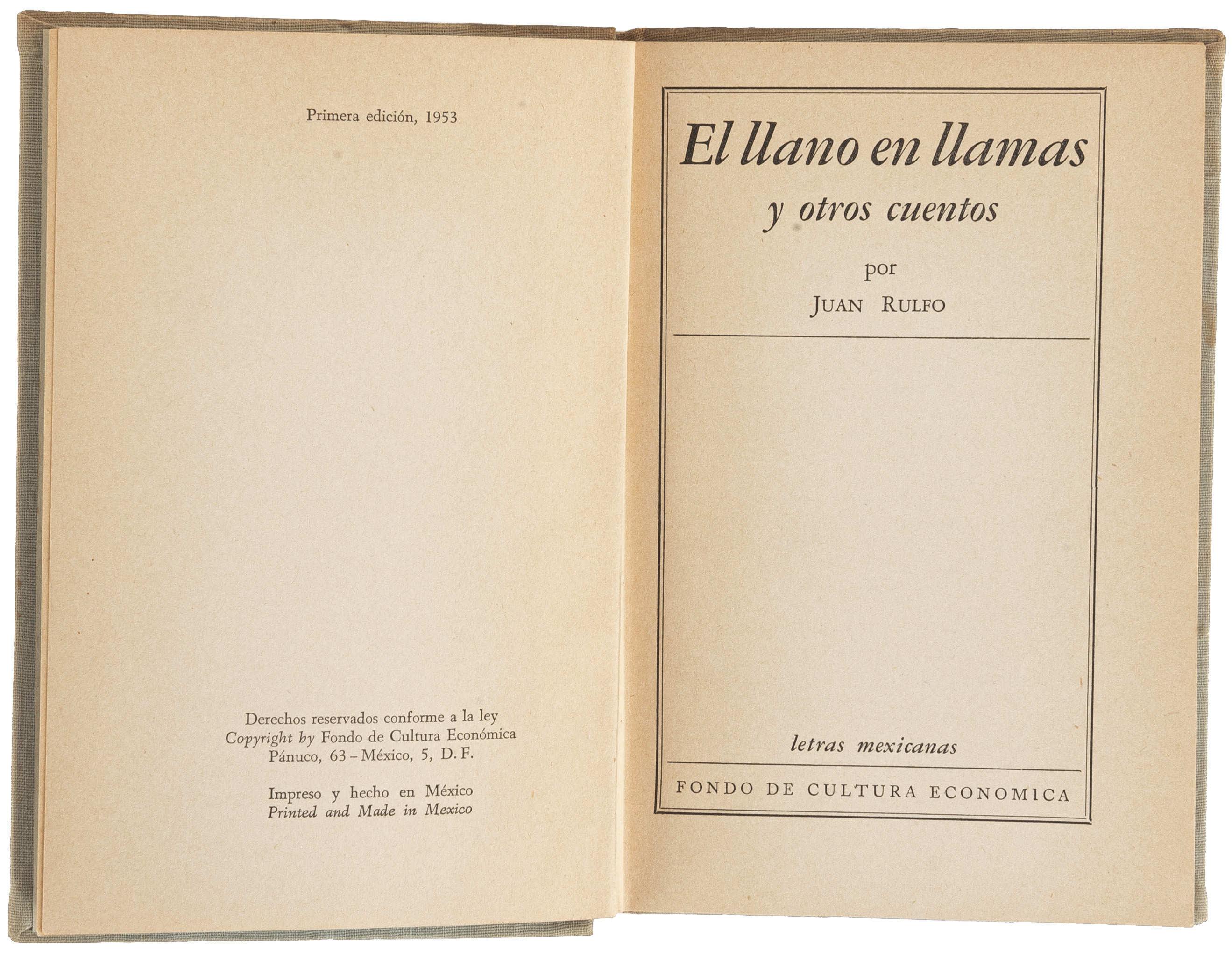 Primera edición de El Llano en Llamas, joya literaria de Juan Rulfo