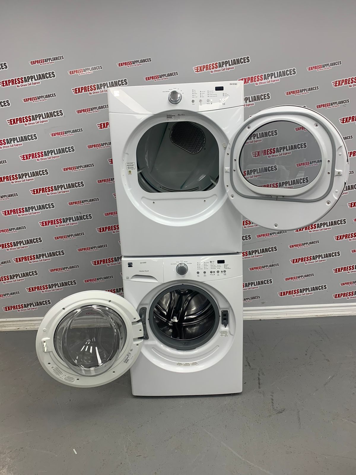 Used Kenmore Stackable Washer And Dryer Set FAFW3801LW3 and 970L88022A0