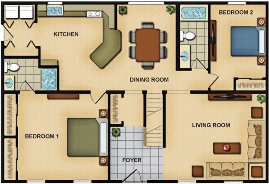 Cambria 1426 Square Foot Cape Floor Plan