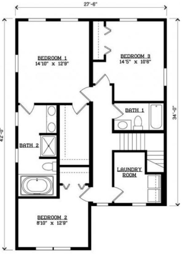 Grand Isle 1976 Square Foot Two Story Floor Plan