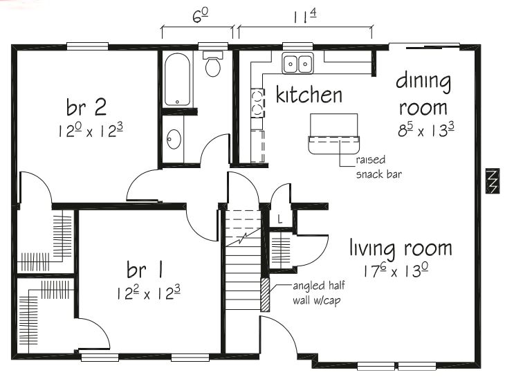 Mount Kisco II 1755 Square Foot Cape Floor Plan
