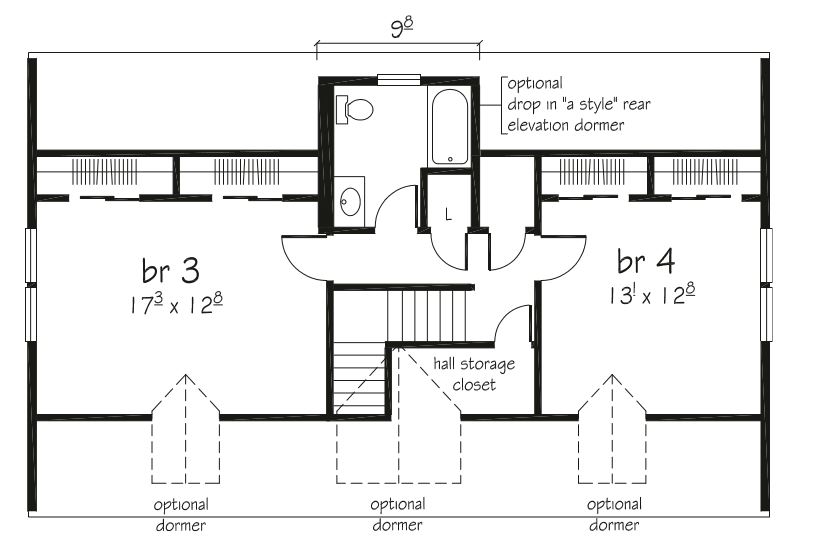 Mount Vernon II 1208 Square Foot Cape Floor Plan