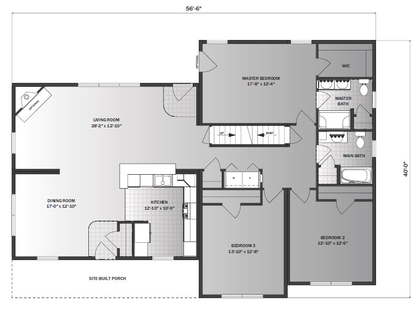 Clearfield II 1792 Square Foot Ranch Floor Plan