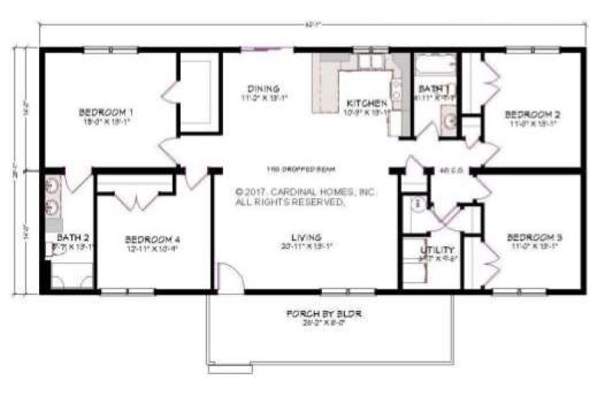 Addison 1736 Square Foot Ranch Floor Plan
