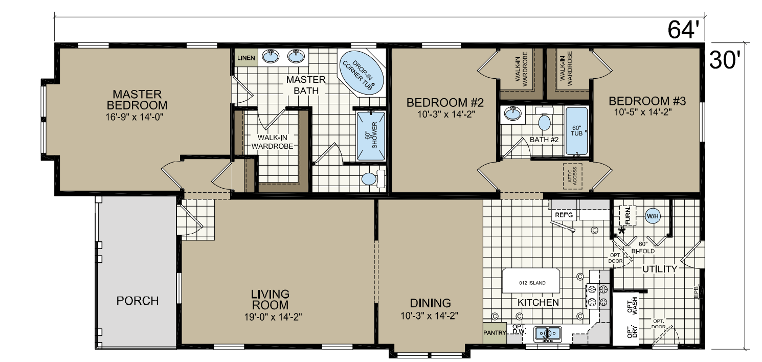 Dawson 1754 Square Foot Ranch Floor Plan