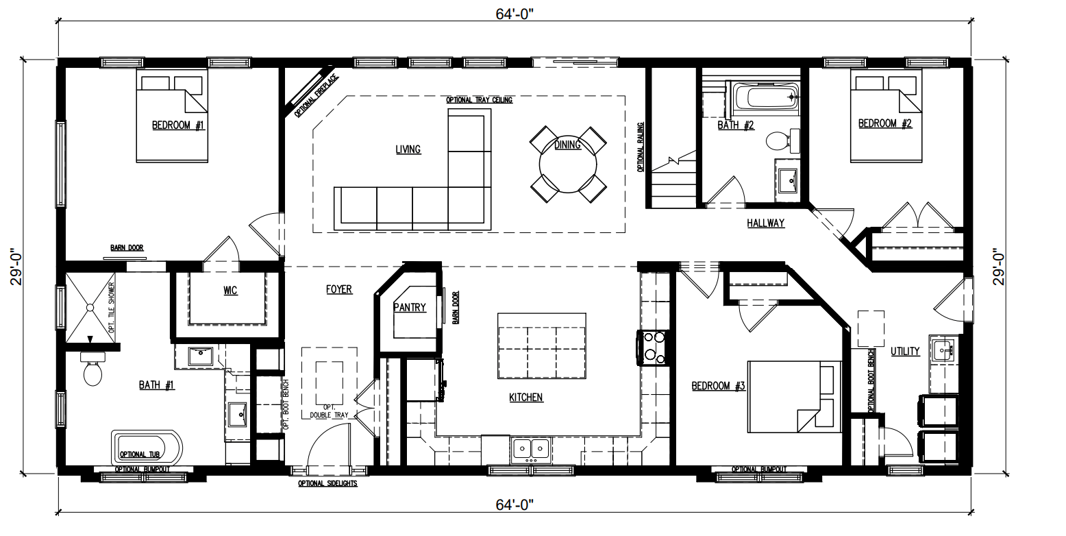 Gunnison 1856 Square Foot Ranch Floor Plan