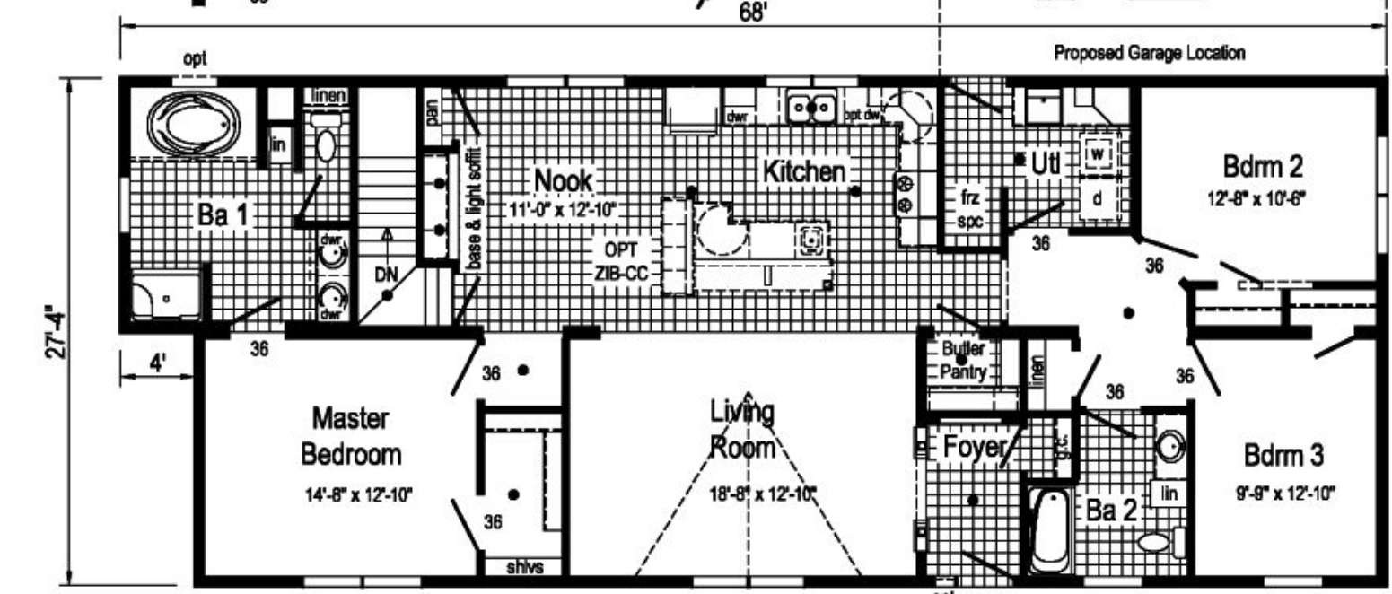 Weatherby 1804 Square Foot Ranch Floor Plan