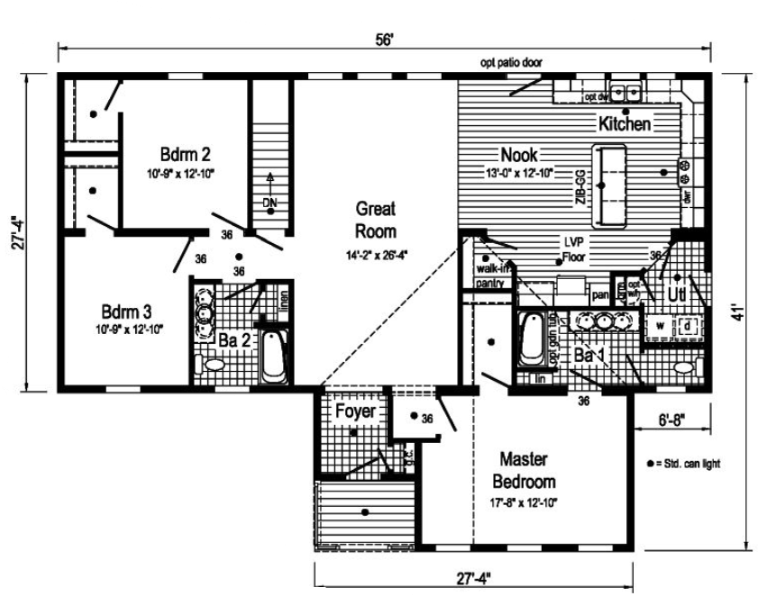 Binkley IV 1852 Square Foot Ranch Floor Plan
