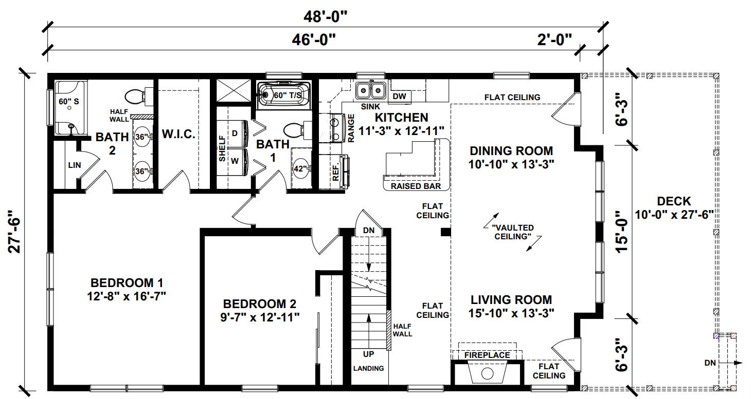 Crystal River 1856 Square Foot Cape Floor Plan