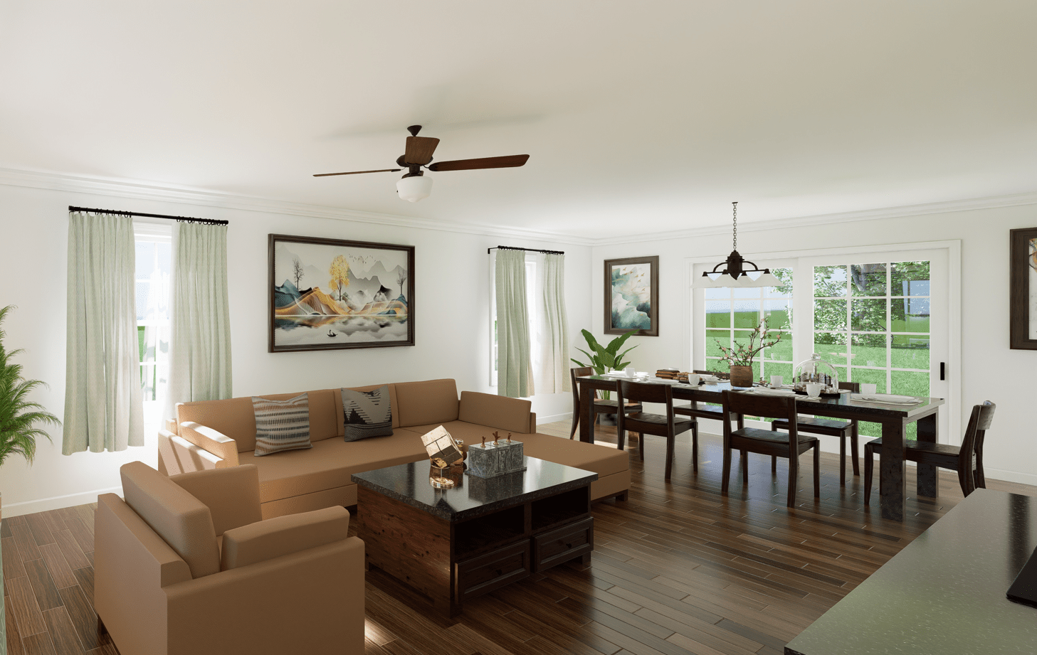 Pineland 1580 Square Foot Two Story Floor Plan