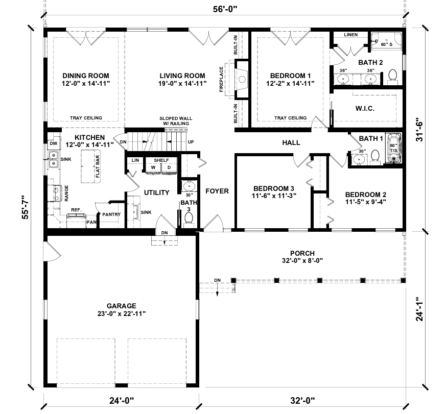 Lake Alfred 1764 Square Foot Ranch Floor Plan
