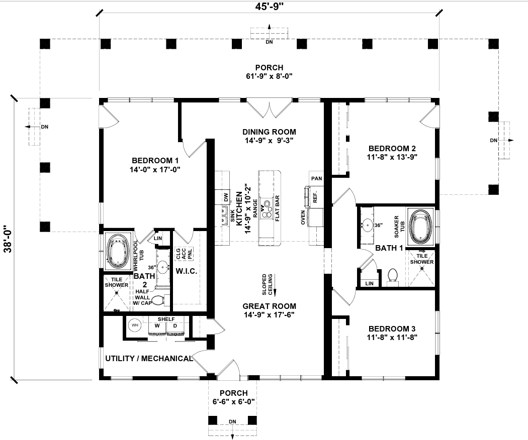 Lady Lake 1739 Square Foot Ranch Floor Plan