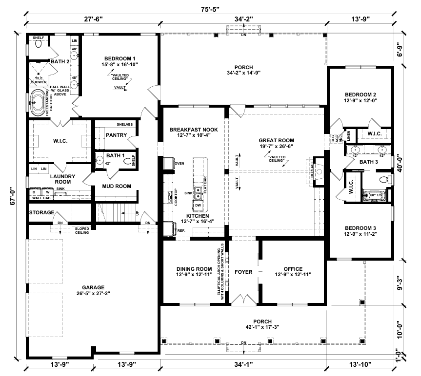 Grand Ridge 5374 Square Foot Cape Floor Plan