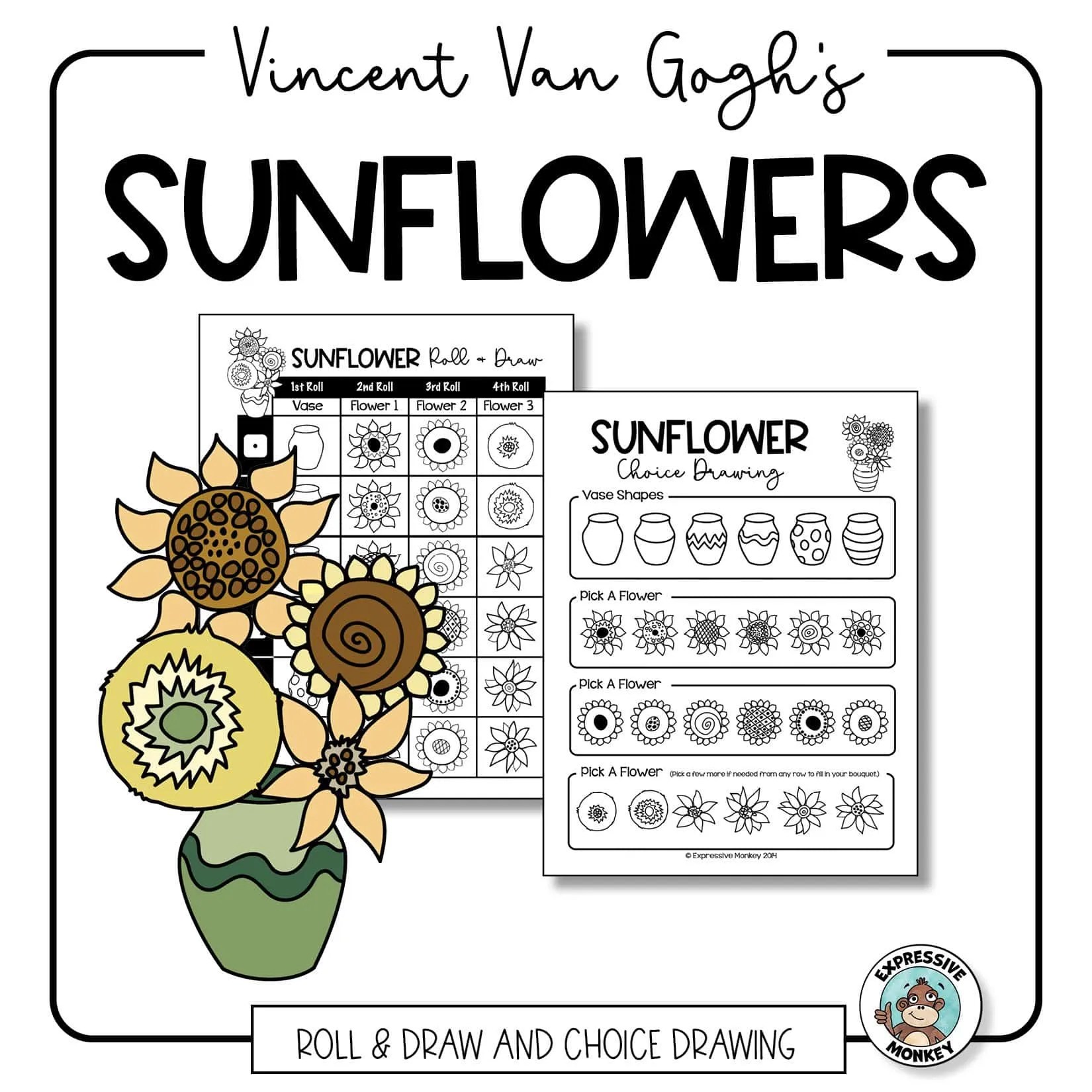 Van Gogh Sunflowers Roll & Draw