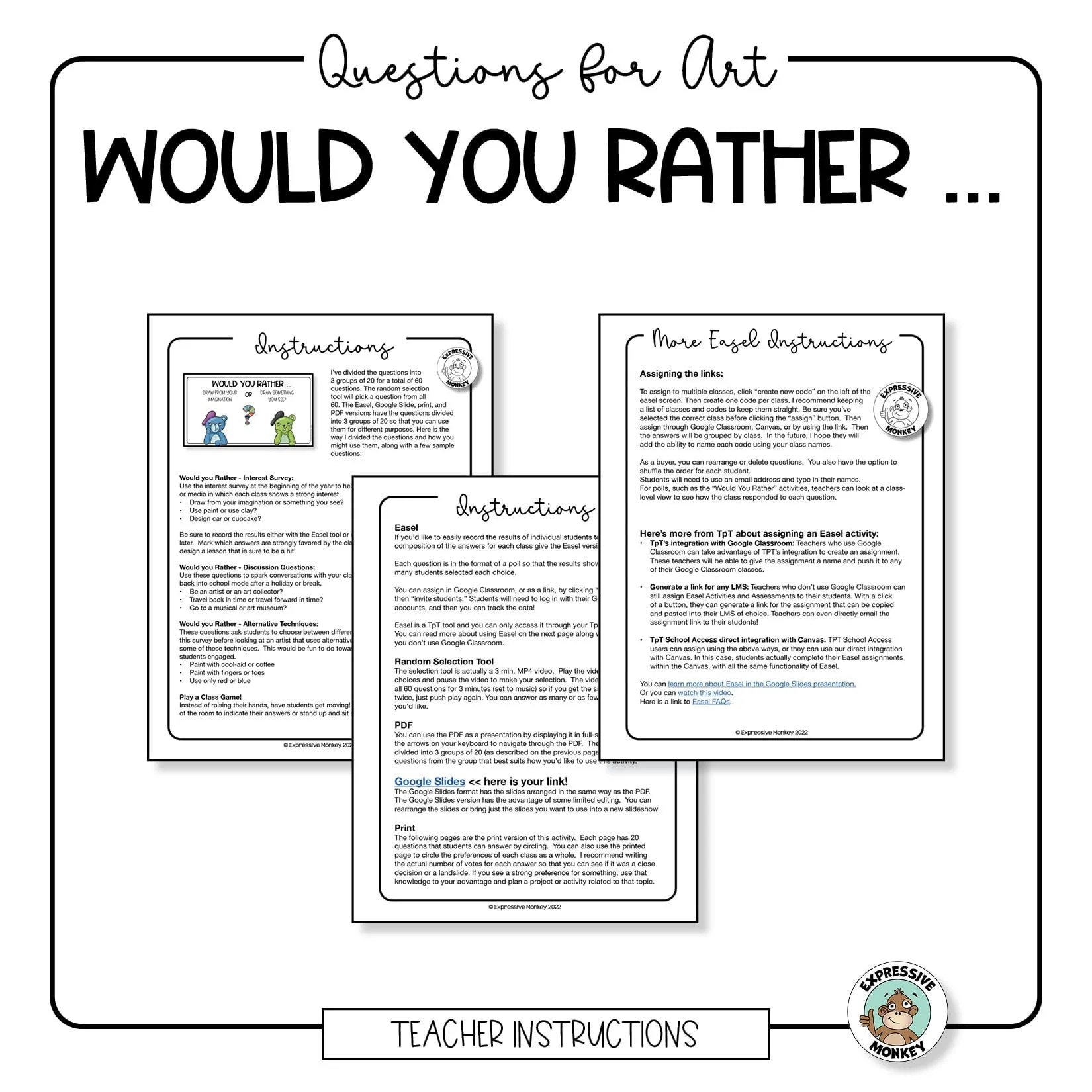 Would You Rather Questions for Art Expressive Monkey