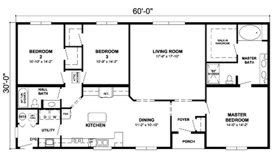 Caledonia 1800 Square Foot Ranch Floor Plan
