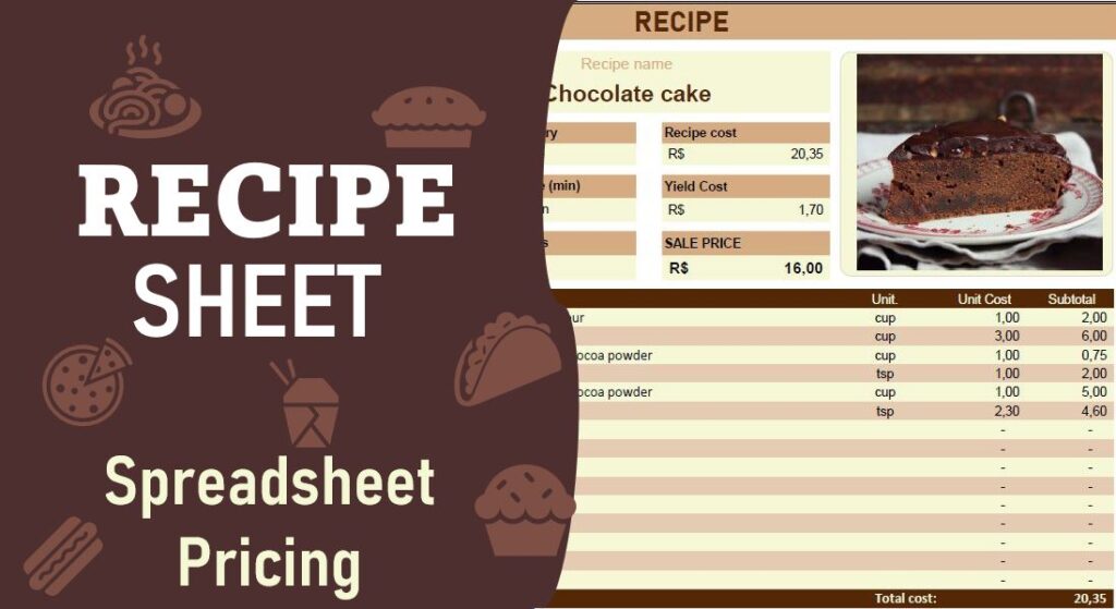 Recipe Sheets Template Excel Exsheets