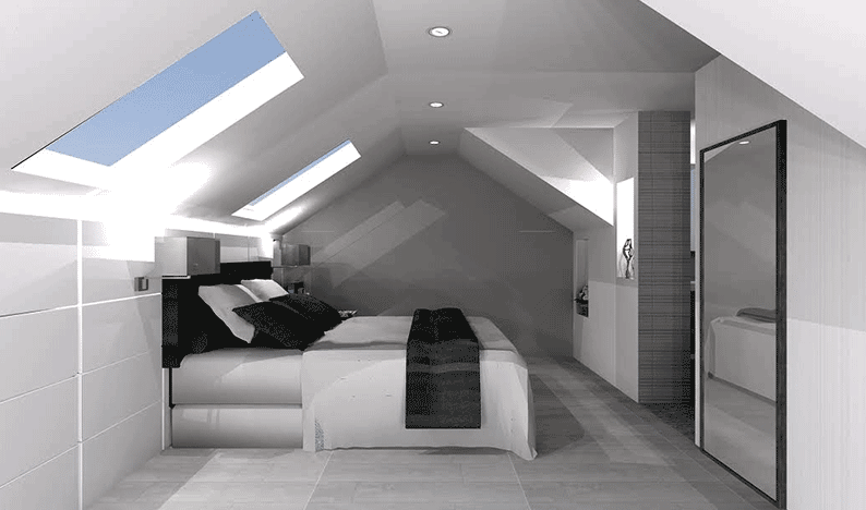 loft conversion with dormer & roof lights internal & external renders