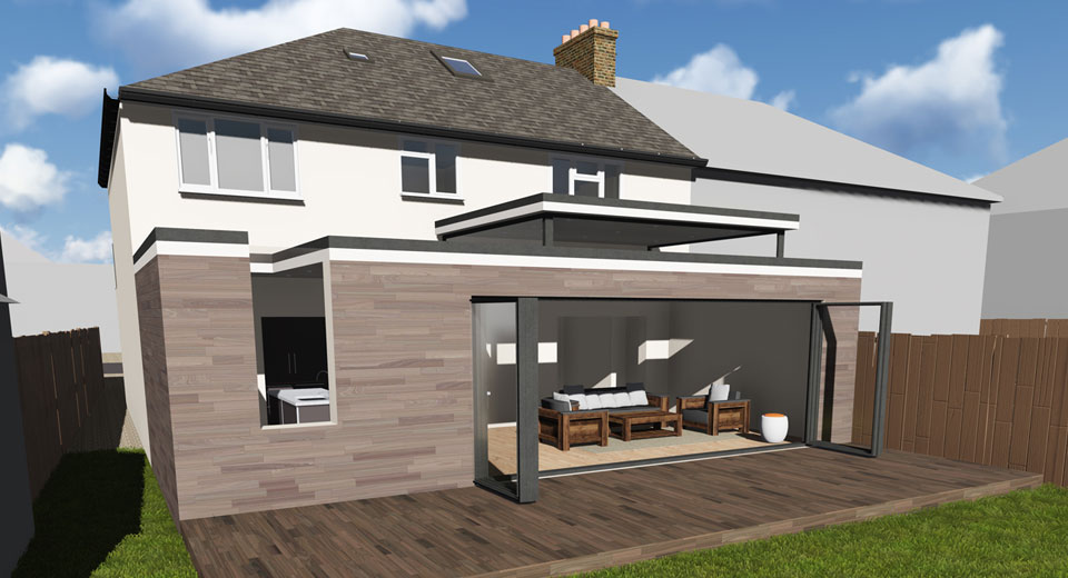 Single Storey rear extension on semi detached house in Worcester Park